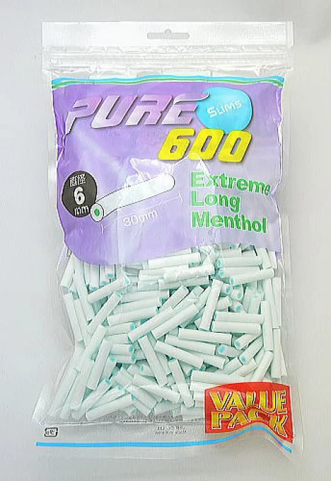 PURE滤嘴细支超长款薄荷味6mm*30mm大包装/ピュア・スリム・エクストリーム・ロング・メンソール・フィルター　バリューパック(600)